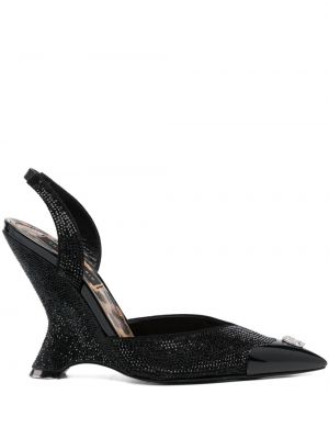 Pantofi cu toc de cristal Philipp Plein negru