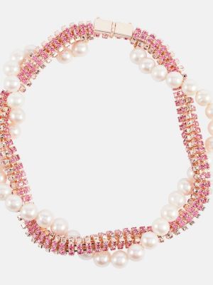 Krištáľový náhrdelník s perlami Magda Butrym ružová