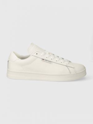 Sneakersy skórzane w jednolitym kolorze Tommy Jeans białe
