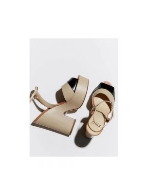 Sandalias de cuero con plataforma Francesco Russo beige