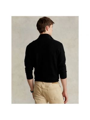 Sudadera con cremallera de lana de lana merino de tela jersey Polo Ralph Lauren negro