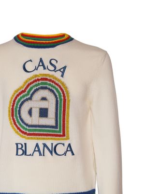Памучен пуловер със сърца Casablanca бяло