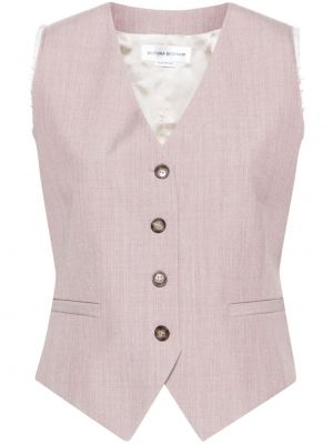 Růžová vlněná vesta s knoflíky Victoria Beckham