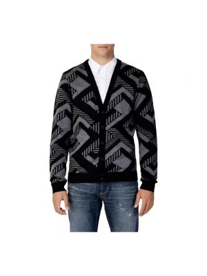 Sweter z dekoltem w serek w geometryczne wzory Antony Morato szary