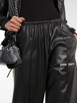 Kožené rovné kalhoty z imitace kůže Palm Angels černé