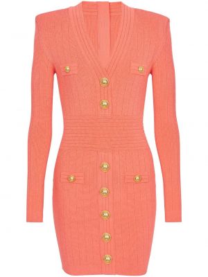 Φόρεμα με κουμπιά με λαιμόκοψη v Balmain ροζ
