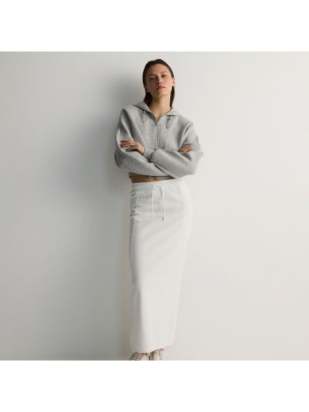 Prošívané midi sukně Reserved bílé