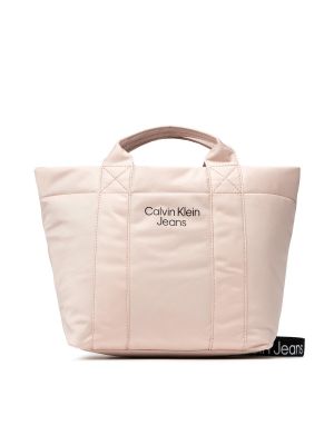 Ватирани шопинг чанта Calvin Klein Jeans розово