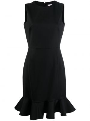 Vlněné přiléhavé peplum šaty bez rukávů Valentino Pre-owned - černá