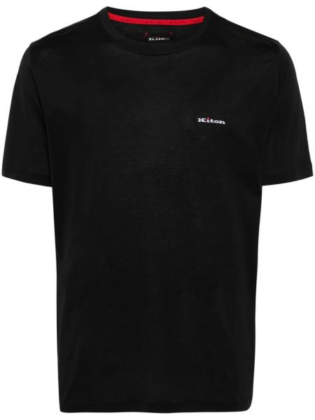 Medvilninis siuvinėtas marškinėliai Kiton juoda