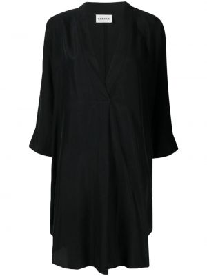 Svilena midi haljina s v-izrezom P.a.r.o.s.h. crna