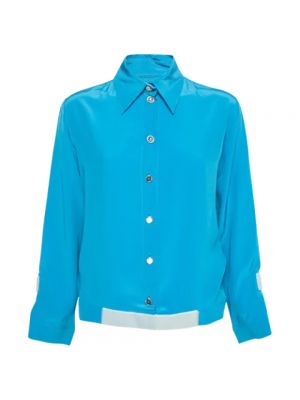 Jedwabna bluzka Chanel Vintage niebieska