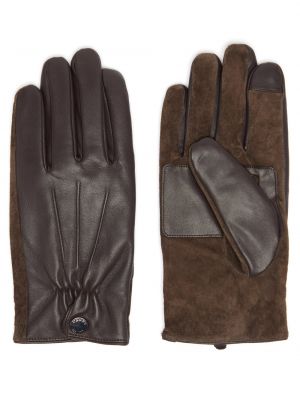 Шерстяные кожаные перчатки Dents коричневые