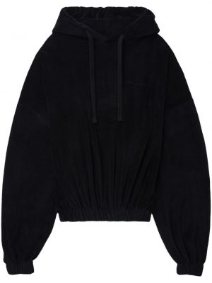 Pamučna hoodie s kapuljačom s vezom Halfboy crna