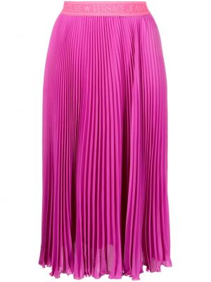Plisovaná džínsová sukňa Versace Jeans Couture fialová
