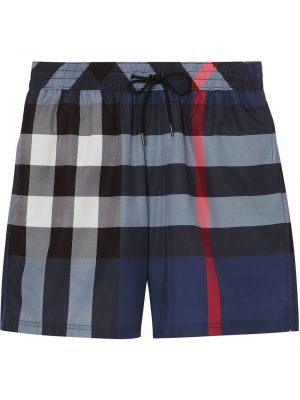 Kratke hlače s karirastim vzorcem Burberry modra