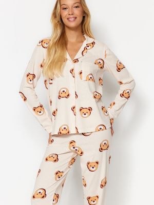 Piżama z nadrukiem z nadrukiem zwierzęcym Trendyol