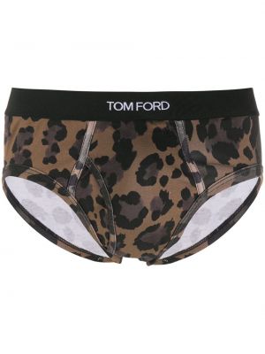 Памучни боксерки с леопардов принт Tom Ford кафяво