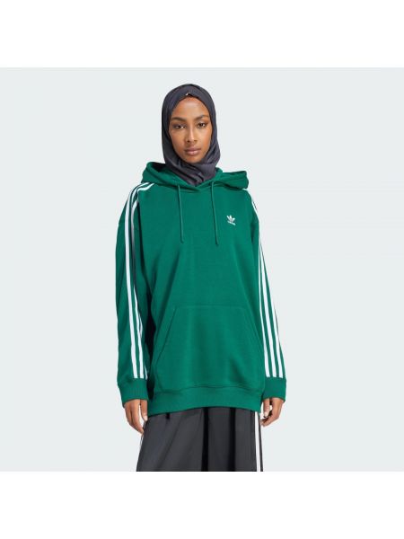 Bluza z kapturem w paski oversize Adidas Originals zielona
