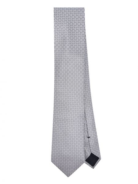 Žakárová hedvábná kravata Brioni šedá
