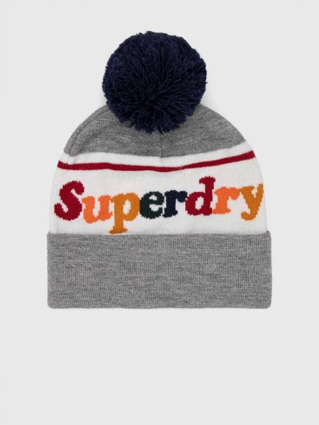 Dzianinowa czapka Superdry szara