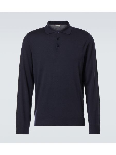 Cashmere poloskjorte Canali blå