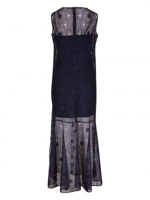 Sukienka długa z nadrukiem w abstrakcyjne wzory Akris Punto niebieska