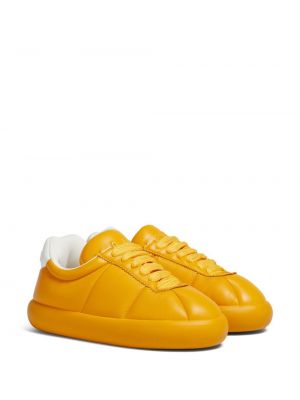 Sneakersy sznurowane skórzane koronkowe Marni żółte