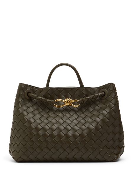 Nahka laukku Bottega Veneta khaki