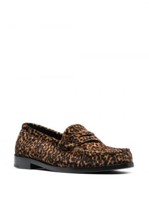 Leopardimustriga mustriline loafer-kingad Saint Laurent pruun