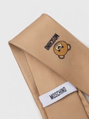 Jedwabny krawat Moschino beżowy
