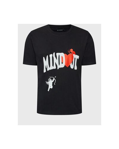 Oversized tričko so srdiečkami Mindout čierna