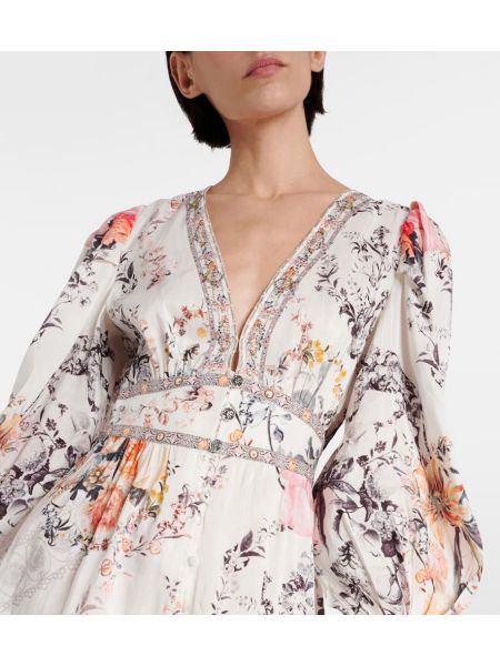 Svilena lanena haljina s cvjetnim printom Camilla