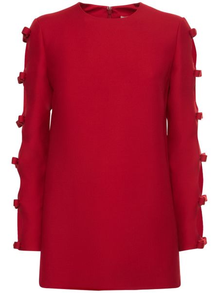 Top de lana de seda manga larga Valentino rojo