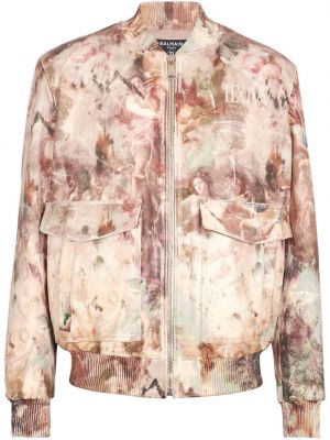 Kožna bomber jakna s printom Balmain