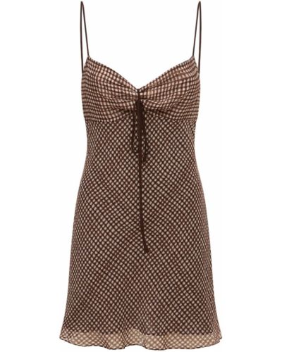 Шелковое платье мини Bec & Bridge, коричневое