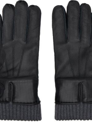 Кожаные перчатки Moncler черные
