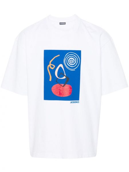 Tričko s potlačou s abstraktným vzorom Jacquemus biela