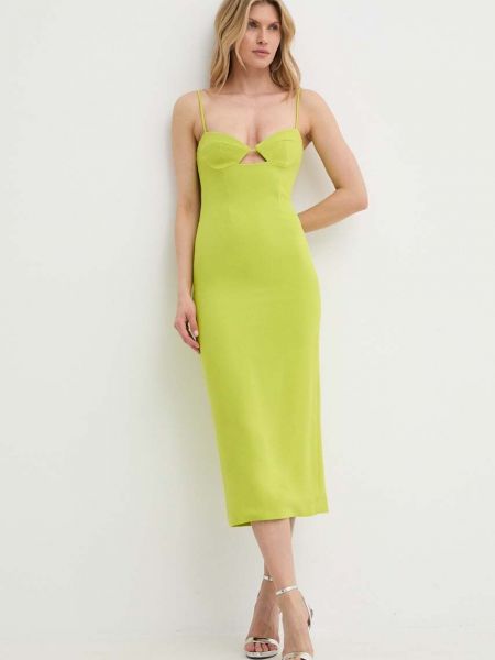 Zielona sukienka midi dopasowana Bardot