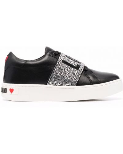 Zapatillas de cristal Love Moschino negro