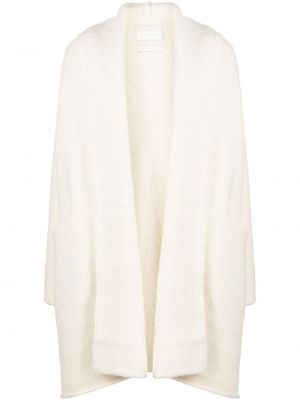 Vlněný kabát z alpaky s kapucí Lauren Manoogian bílý