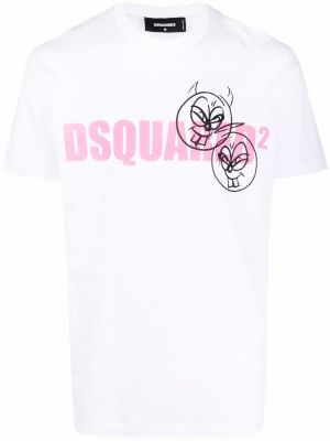 Trykt bomull t-skjorte Dsquared2 hvit