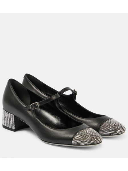 Läder mary jane pumps Rene Caovilla silver