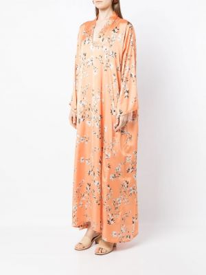 Sukienka długa w kwiatki z nadrukiem Bambah pomarańczowa