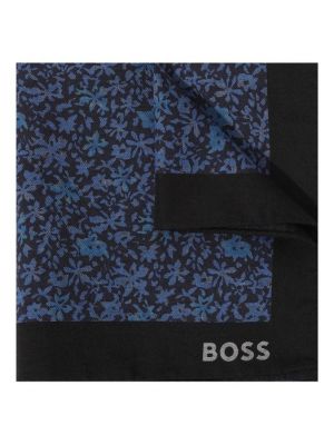 Хлопковый шерстяной платок Boss синий