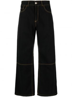 Voľné bavlnené džínsy s výšivkou Paccbet čierna