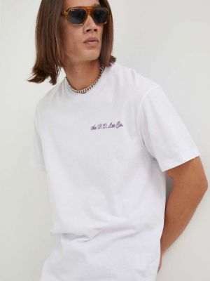 Памучна тениска с дълъг ръкав с принт Lee бяло