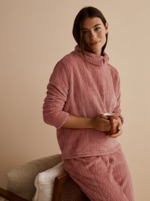 Terciopelo pijama de tejido jacquard énfasis rosa