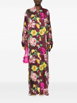 Sukienka długa w kwiatki z nadrukiem Dolce And Gabbana czerwona