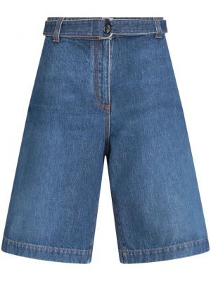 Haftowane szorty jeansowe Etro niebieskie